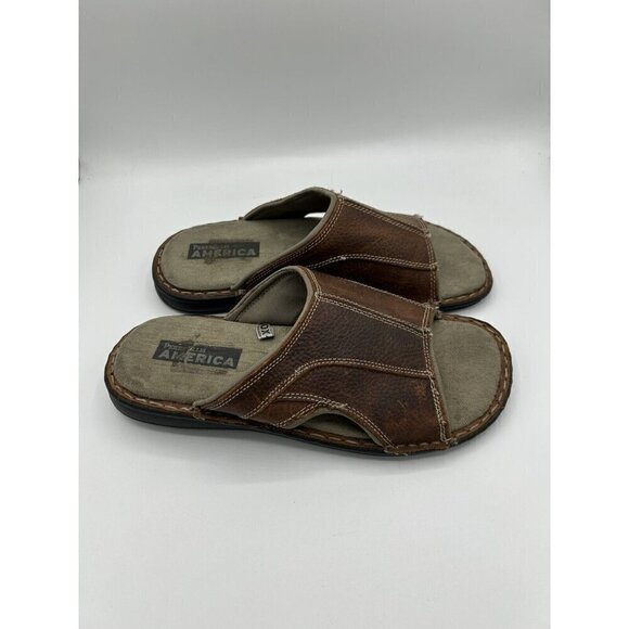 Perry Ellis America Vtg Sandals Slides Brown Men’s Beach Comfort Travel Size 7 - Picture 6 of 11